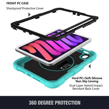 Load image into Gallery viewer, PC Hybrid Silicone Tablet Case with Holder &amp; Hand Strap &amp; Shoulder Strap, For iPad mini 6 / mini 2024