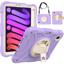 Load image into Gallery viewer, PC Hybrid Silicone Tablet Case with Holder &amp; Hand Strap &amp; Shoulder Strap, For iPad mini 6 / mini 2024