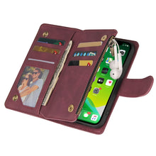 Load image into Gallery viewer, Multifunctional Phone Leather Case with Card Slot &amp; Holder &amp; Zipper Wallet &amp; Photo Frame, For iPhone 13 mini, For iPhone 13, For iPhone 13 Pro, For iPhone 13 Pro Max