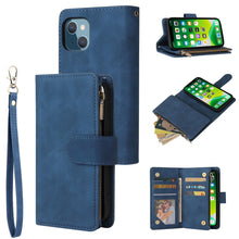 Load image into Gallery viewer, Multifunctional Phone Leather Case with Card Slot &amp; Holder &amp; Zipper Wallet &amp; Photo Frame, For iPhone 13 mini, For iPhone 13, For iPhone 13 Pro, For iPhone 13 Pro Max