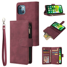 Load image into Gallery viewer, Multifunctional Phone Leather Case with Card Slot &amp; Holder &amp; Zipper Wallet &amp; Photo Frame, For iPhone 13 mini, For iPhone 13, For iPhone 13 Pro, For iPhone 13 Pro Max