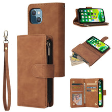 Load image into Gallery viewer, Multifunctional Phone Leather Case with Card Slot &amp; Holder &amp; Zipper Wallet &amp; Photo Frame, For iPhone 13 mini, For iPhone 13, For iPhone 13 Pro, For iPhone 13 Pro Max