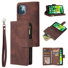 Load image into Gallery viewer, Multifunctional Phone Leather Case with Card Slot &amp; Holder &amp; Zipper Wallet &amp; Photo Frame, For iPhone 13 mini, For iPhone 13, For iPhone 13 Pro, For iPhone 13 Pro Max