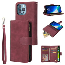 Load image into Gallery viewer, Multifunctional Phone Leather Case with Card Slot &amp; Holder &amp; Zipper Wallet &amp; Photo Frame, For iPhone 13 mini, For iPhone 13, For iPhone 13 Pro, For iPhone 13 Pro Max