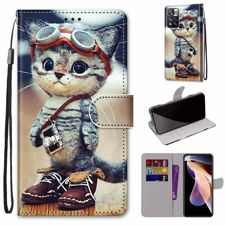 Coloured Drawing Cross Texture Horizontal Flip PU Phone Leather Case with Holder & Card Slots & Wallet & Lanyard(Colorful Layer, For Xiaomi Redmi Note 11 Pro / 11 Pro+ Global, For Xiaomi Mi 11T / 11T Pro