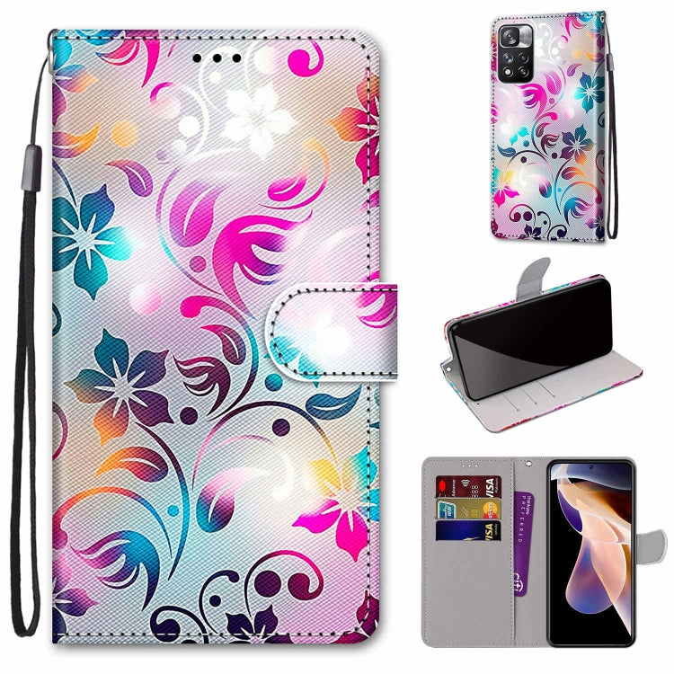 Coloured Drawing Cross Texture Horizontal Flip PU Phone Leather Case with Holder & Card Slots & Wallet & Lanyard(Colorful Layer, For Xiaomi Redmi Note 11 Pro / 11 Pro+ Global, For Xiaomi Mi 11T / 11T Pro