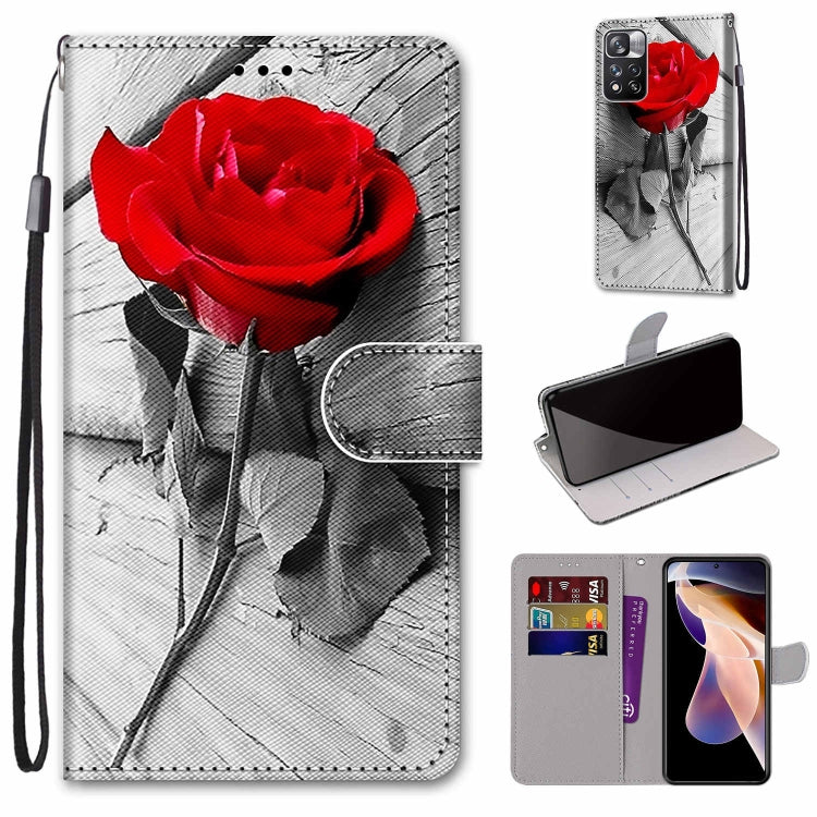 Coloured Drawing Cross Texture Horizontal Flip PU Phone Leather Case with Holder & Card Slots & Wallet & Lanyard(Colorful Layer, For Xiaomi Redmi Note 11 Pro / 11 Pro+ Global, For Xiaomi Mi 11T / 11T Pro