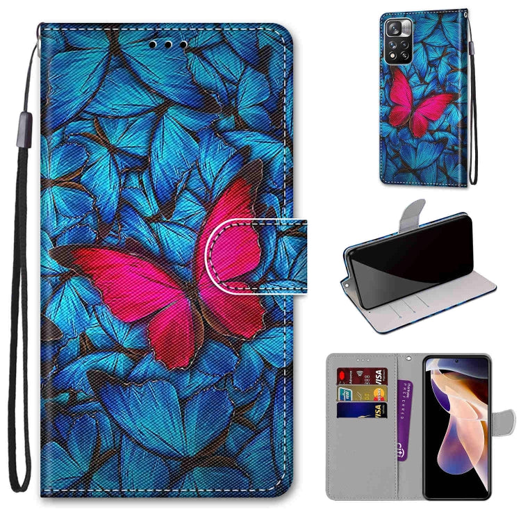 Coloured Drawing Cross Texture Horizontal Flip PU Phone Leather Case with Holder & Card Slots & Wallet & Lanyard(Colorful Layer, For Xiaomi Redmi Note 11 Pro / 11 Pro+ Global, For Xiaomi Mi 11T / 11T Pro