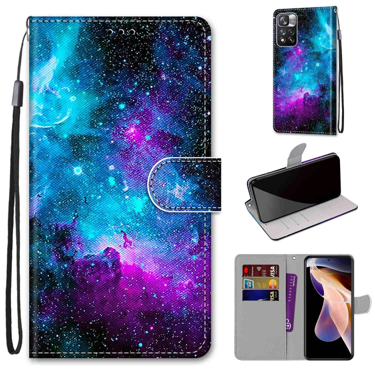 Coloured Drawing Cross Texture Horizontal Flip PU Phone Leather Case with Holder & Card Slots & Wallet & Lanyard(Colorful Layer, For Xiaomi Redmi Note 11 Pro / 11 Pro+ Global, For Xiaomi Mi 11T / 11T Pro