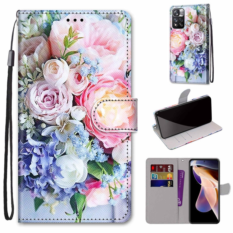 Coloured Drawing Cross Texture Horizontal Flip PU Phone Leather Case with Holder & Card Slots & Wallet & Lanyard(Colorful Layer, For Xiaomi Redmi Note 11 Pro / 11 Pro+ Global, For Xiaomi Mi 11T / 11T Pro