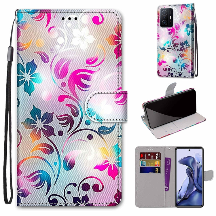 Coloured Drawing Cross Texture Horizontal Flip PU Phone Leather Case with Holder & Card Slots & Wallet & Lanyard(Colorful Layer, For Xiaomi Redmi Note 11 Pro / 11 Pro+ Global, For Xiaomi Mi 11T / 11T Pro