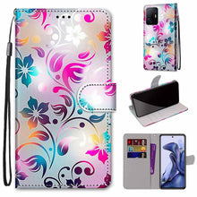Load image into Gallery viewer, Coloured Drawing Cross Texture Horizontal Flip PU Phone Leather Case with Holder &amp; Card Slots &amp; Wallet &amp; Lanyard(Colorful Layer, For Xiaomi Redmi Note 11 Pro / 11 Pro+ Global, For Xiaomi Mi 11T / 11T Pro