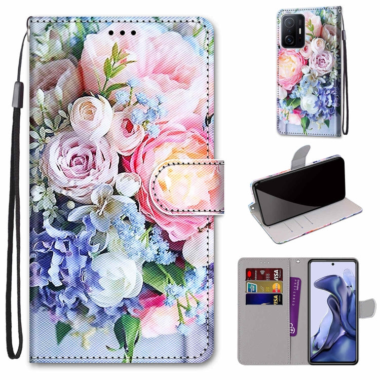 Coloured Drawing Cross Texture Horizontal Flip PU Phone Leather Case with Holder & Card Slots & Wallet & Lanyard(Colorful Layer, For Xiaomi Redmi Note 11 Pro / 11 Pro+ Global, For Xiaomi Mi 11T / 11T Pro