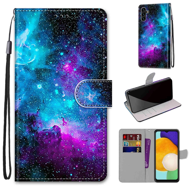Coloured Drawing Cross Texture Horizontal Flip PU Phone Leather Case with Holder & Card Slots & Wallet & Lanyard(Colorful Layer, For Samsung Galaxy A13 4G, For Samsung Galaxy A13 5G