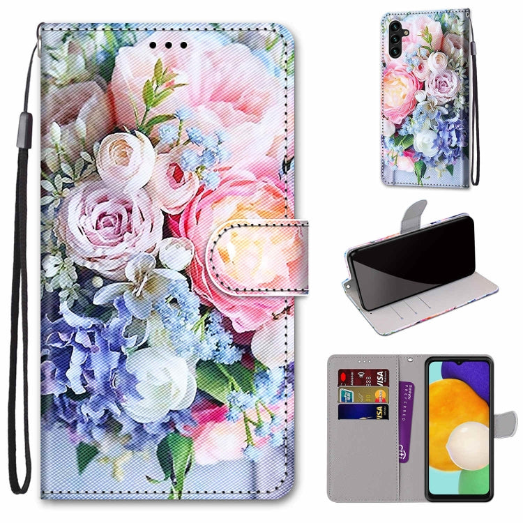 Coloured Drawing Cross Texture Horizontal Flip PU Phone Leather Case with Holder & Card Slots & Wallet & Lanyard(Colorful Layer, For Samsung Galaxy A13 4G, For Samsung Galaxy A13 5G