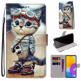 Coloured Drawing Cross Texture Horizontal Flip PU Phone Leather Case with Holder & Card Slots & Wallet & Lanyard(Colorful Layer, For Samsung Galaxy M52 5G, For Samsung Galaxy S22 5G