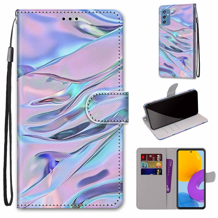 Coloured Drawing Cross Texture Horizontal Flip PU Phone Leather Case with Holder & Card Slots & Wallet & Lanyard(Colorful Layer, For Samsung Galaxy M52 5G, For Samsung Galaxy S22 5G