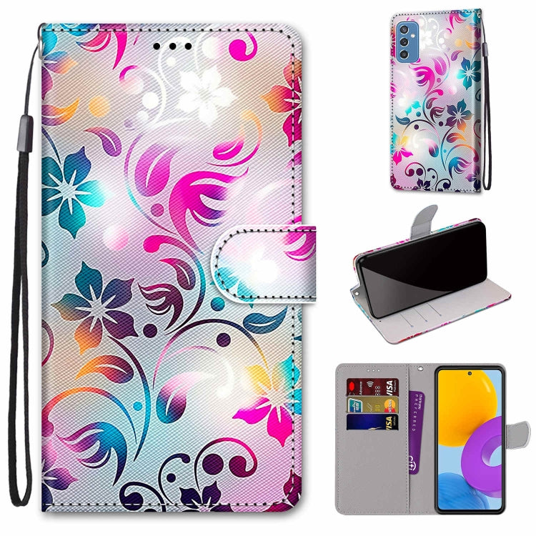 Coloured Drawing Cross Texture Horizontal Flip PU Phone Leather Case with Holder & Card Slots & Wallet & Lanyard(Colorful Layer, For Samsung Galaxy M52 5G, For Samsung Galaxy S22 5G