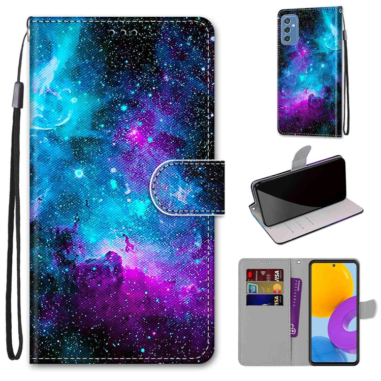 Coloured Drawing Cross Texture Horizontal Flip PU Phone Leather Case with Holder & Card Slots & Wallet & Lanyard(Colorful Layer, For Samsung Galaxy M52 5G, For Samsung Galaxy S22 5G