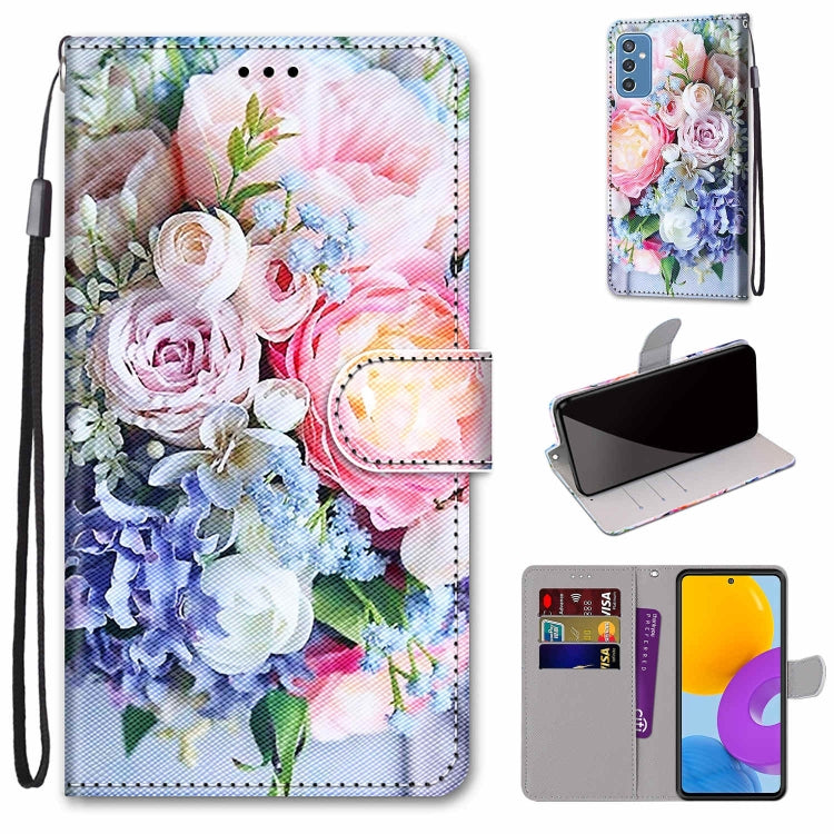 Coloured Drawing Cross Texture Horizontal Flip PU Phone Leather Case with Holder & Card Slots & Wallet & Lanyard(Colorful Layer, For Samsung Galaxy M52 5G, For Samsung Galaxy S22 5G