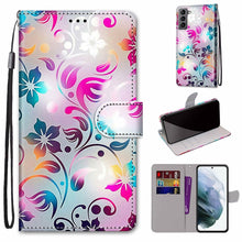 Load image into Gallery viewer, Coloured Drawing Cross Texture Horizontal Flip PU Phone Leather Case with Holder &amp; Card Slots &amp; Wallet &amp; Lanyard(Colorful Layer, For Samsung Galaxy M52 5G, For Samsung Galaxy S22 5G