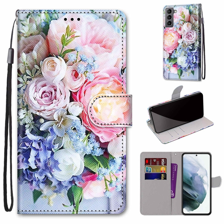 Coloured Drawing Cross Texture Horizontal Flip PU Phone Leather Case with Holder & Card Slots & Wallet & Lanyard(Colorful Layer, For Samsung Galaxy M52 5G, For Samsung Galaxy S22 5G