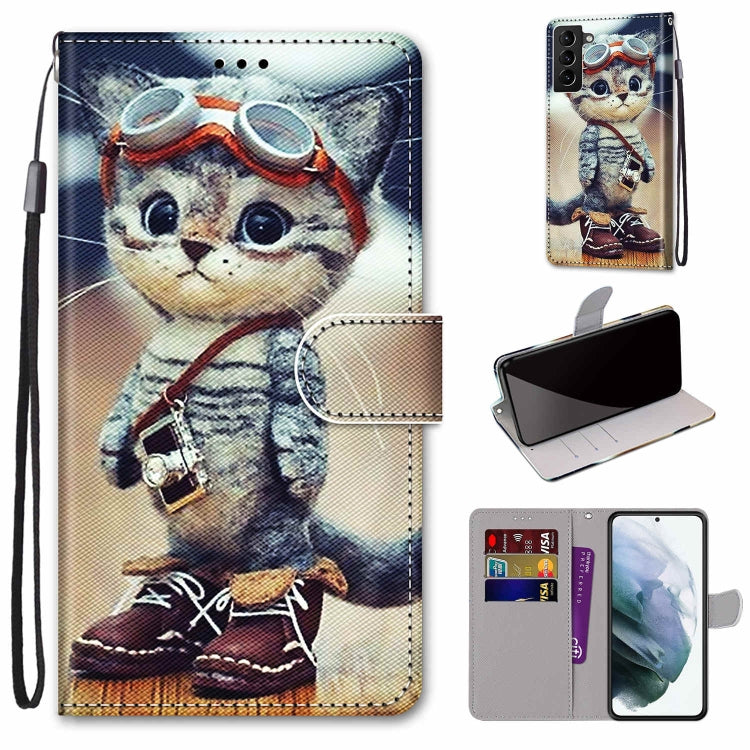 Coloured Drawing Cross Texture Horizontal Flip PU Phone Leather Case with Holder & Card Slots & Wallet & Lanyard(Colorful Layer, For Samsung Galaxy S22+ 5G, For Samsung Galaxy S22 Ultra 5G