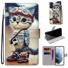 Load image into Gallery viewer, Coloured Drawing Cross Texture Horizontal Flip PU Phone Leather Case with Holder &amp; Card Slots &amp; Wallet &amp; Lanyard(Colorful Layer, For Samsung Galaxy S22+ 5G, For Samsung Galaxy S22 Ultra 5G