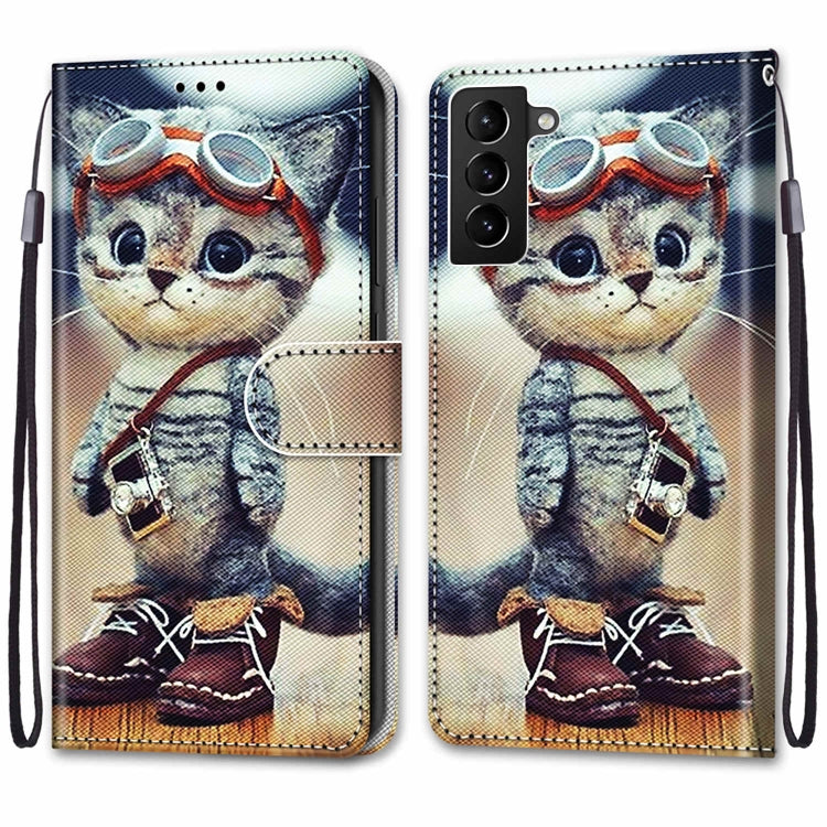 Coloured Drawing Cross Texture Horizontal Flip PU Phone Leather Case with Holder & Card Slots & Wallet & Lanyard(Colorful Layer, For Samsung Galaxy S22+ 5G, For Samsung Galaxy S22 Ultra 5G