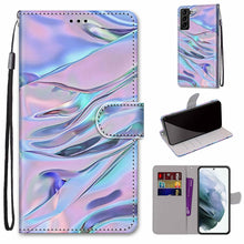 Load image into Gallery viewer, Coloured Drawing Cross Texture Horizontal Flip PU Phone Leather Case with Holder &amp; Card Slots &amp; Wallet &amp; Lanyard(Colorful Layer, For Samsung Galaxy S22+ 5G, For Samsung Galaxy S22 Ultra 5G