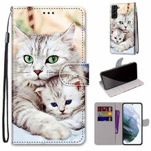 Load image into Gallery viewer, Coloured Drawing Cross Texture Horizontal Flip PU Phone Leather Case with Holder &amp; Card Slots &amp; Wallet &amp; Lanyard(Colorful Layer, For Samsung Galaxy S22+ 5G, For Samsung Galaxy S22 Ultra 5G