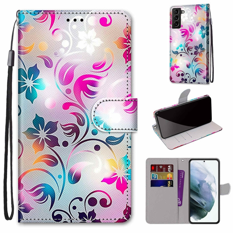 Coloured Drawing Cross Texture Horizontal Flip PU Phone Leather Case with Holder & Card Slots & Wallet & Lanyard(Colorful Layer, For Samsung Galaxy S22+ 5G, For Samsung Galaxy S22 Ultra 5G