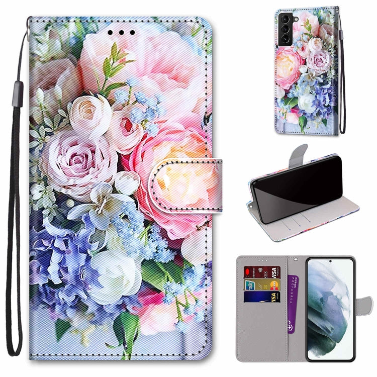 Coloured Drawing Cross Texture Horizontal Flip PU Phone Leather Case with Holder & Card Slots & Wallet & Lanyard(Colorful Layer, For Samsung Galaxy S22+ 5G, For Samsung Galaxy S22 Ultra 5G