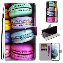Load image into Gallery viewer, Coloured Drawing Cross Texture Horizontal Flip PU Phone Leather Case with Holder &amp; Card Slots &amp; Wallet &amp; Lanyard(Colorful Layer, For Samsung Galaxy S22+ 5G, For Samsung Galaxy S22 Ultra 5G