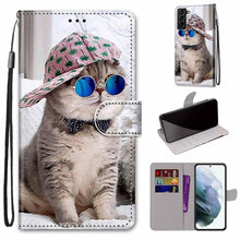 Load image into Gallery viewer, Coloured Drawing Cross Texture Horizontal Flip PU Phone Leather Case with Holder &amp; Card Slots &amp; Wallet &amp; Lanyard(Colorful Layer, For Samsung Galaxy S22+ 5G, For Samsung Galaxy S22 Ultra 5G