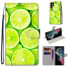 Load image into Gallery viewer, Coloured Drawing Cross Texture Horizontal Flip PU Phone Leather Case with Holder &amp; Card Slots &amp; Wallet &amp; Lanyard(Colorful Layer, For Samsung Galaxy S22+ 5G, For Samsung Galaxy S22 Ultra 5G