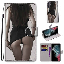 Load image into Gallery viewer, Coloured Drawing Cross Texture Horizontal Flip PU Phone Leather Case with Holder &amp; Card Slots &amp; Wallet &amp; Lanyard(Colorful Layer, For Samsung Galaxy S22+ 5G, For Samsung Galaxy S22 Ultra 5G