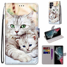 Load image into Gallery viewer, Coloured Drawing Cross Texture Horizontal Flip PU Phone Leather Case with Holder &amp; Card Slots &amp; Wallet &amp; Lanyard(Colorful Layer, For Samsung Galaxy S22+ 5G, For Samsung Galaxy S22 Ultra 5G