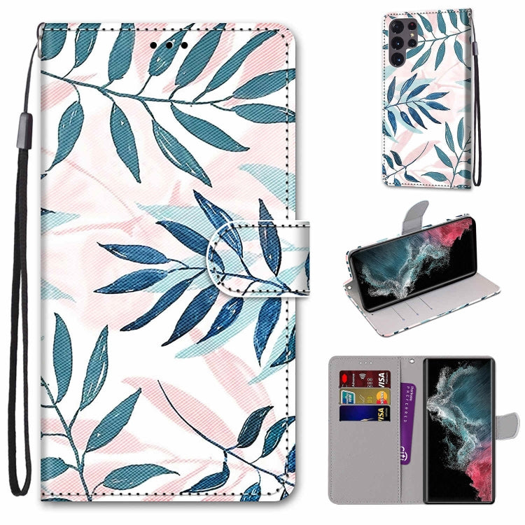 Coloured Drawing Cross Texture Horizontal Flip PU Phone Leather Case with Holder & Card Slots & Wallet & Lanyard(Colorful Layer, For Samsung Galaxy S22+ 5G, For Samsung Galaxy S22 Ultra 5G
