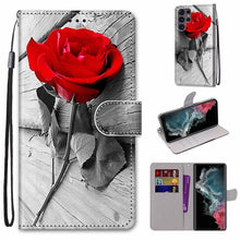 Load image into Gallery viewer, Coloured Drawing Cross Texture Horizontal Flip PU Phone Leather Case with Holder &amp; Card Slots &amp; Wallet &amp; Lanyard(Colorful Layer, For Samsung Galaxy S22+ 5G, For Samsung Galaxy S22 Ultra 5G