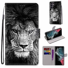 Load image into Gallery viewer, Coloured Drawing Cross Texture Horizontal Flip PU Phone Leather Case with Holder &amp; Card Slots &amp; Wallet &amp; Lanyard(Colorful Layer, For Samsung Galaxy S22+ 5G, For Samsung Galaxy S22 Ultra 5G