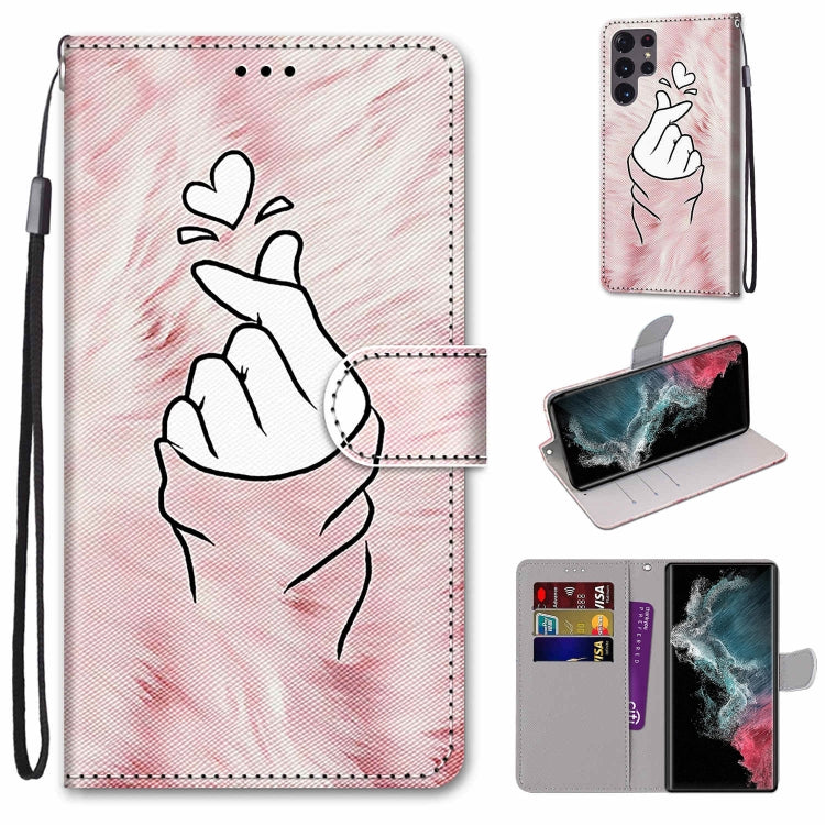 Coloured Drawing Cross Texture Horizontal Flip PU Phone Leather Case with Holder & Card Slots & Wallet & Lanyard(Colorful Layer, For Samsung Galaxy S22+ 5G, For Samsung Galaxy S22 Ultra 5G