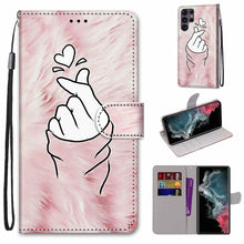 Load image into Gallery viewer, Coloured Drawing Cross Texture Horizontal Flip PU Phone Leather Case with Holder &amp; Card Slots &amp; Wallet &amp; Lanyard(Colorful Layer, For Samsung Galaxy S22+ 5G, For Samsung Galaxy S22 Ultra 5G