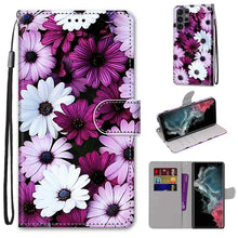 Load image into Gallery viewer, Coloured Drawing Cross Texture Horizontal Flip PU Phone Leather Case with Holder &amp; Card Slots &amp; Wallet &amp; Lanyard(Colorful Layer, For Samsung Galaxy S22+ 5G, For Samsung Galaxy S22 Ultra 5G