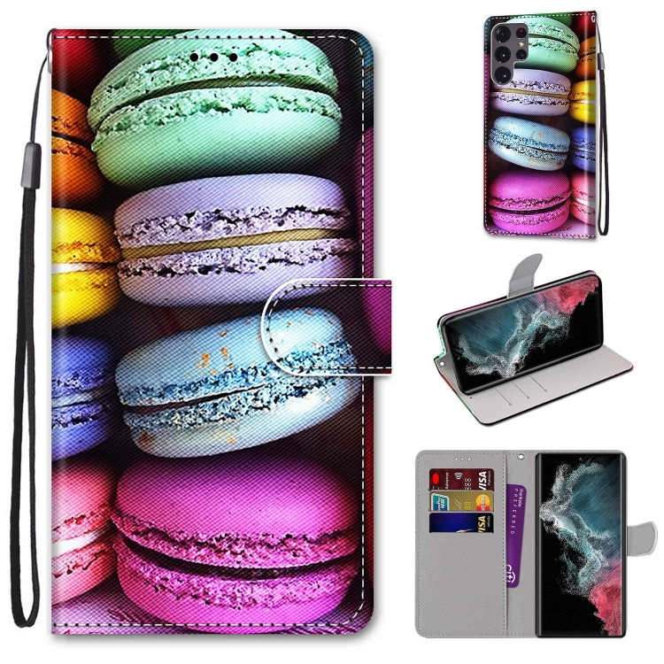 Coloured Drawing Cross Texture Horizontal Flip PU Phone Leather Case with Holder & Card Slots & Wallet & Lanyard(Colorful Layer, For Samsung Galaxy S22+ 5G, For Samsung Galaxy S22 Ultra 5G