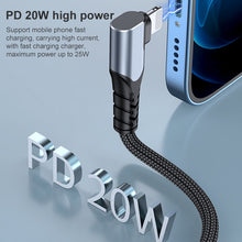 Load image into Gallery viewer, 6A PD 20W USB-C / Type-C to 8 Pin Elbow Mobile Phone Data Cable, 1m, 2m