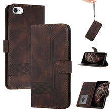 Load image into Gallery viewer, Cubic Skin Feel Flip Leather Phone Case, For iPhone 11 Pro Max, For iPhone X / XS, For iPhone XR, For iPhone XS Max, For iPhone SE 2022 / SE 2020 / 7 / 8, For iPhone 7 Plus / 8 Plus