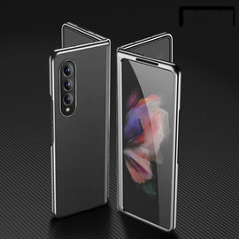 Plating Leather Phone Case, For Samsung Galaxy Z Fold3 5G