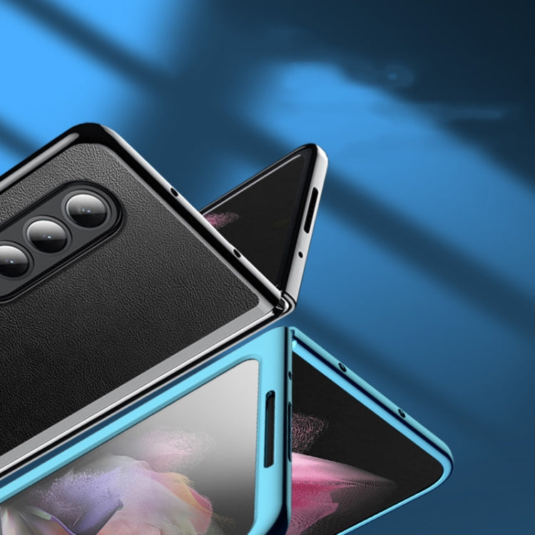 Plating Leather Phone Case, For Samsung Galaxy Z Fold3 5G