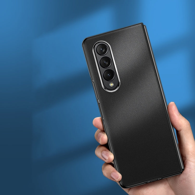 Plating Leather Phone Case, For Samsung Galaxy Z Fold3 5G